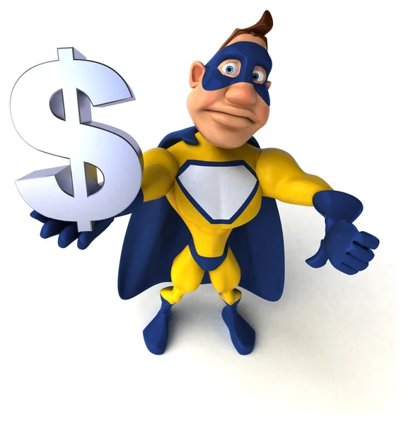 Супергерой держит доллар — стоковое фото