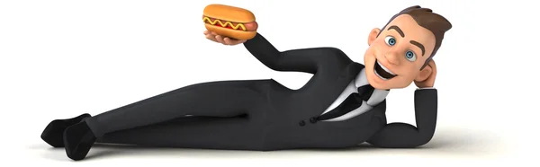 Zakenman bedrijf hotdog — Stockfoto