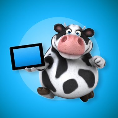 bilgisayar tablet tutarak inek