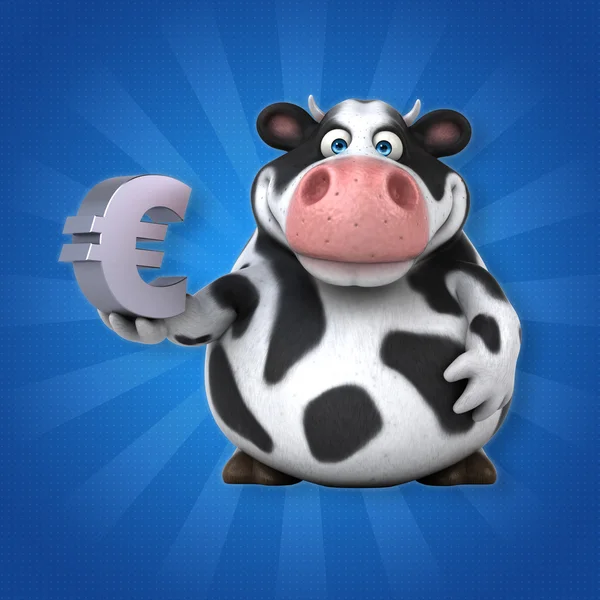 Cow holding eurotecknet — Stockfoto