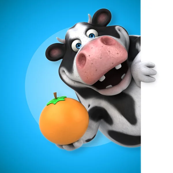Cow holding orange — Stock fotografie