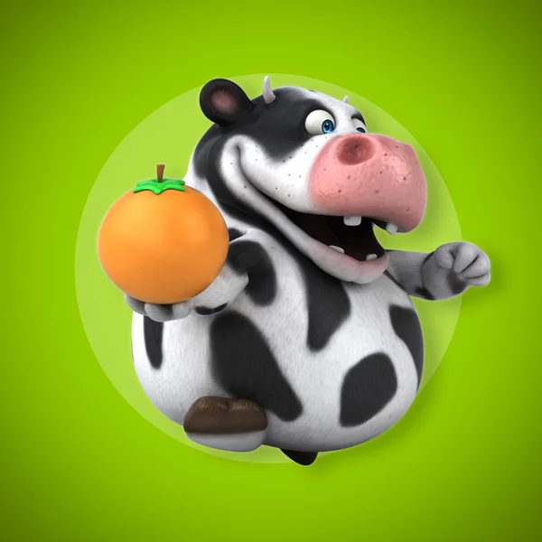 Vaca segurando laranja — Fotografia de Stock