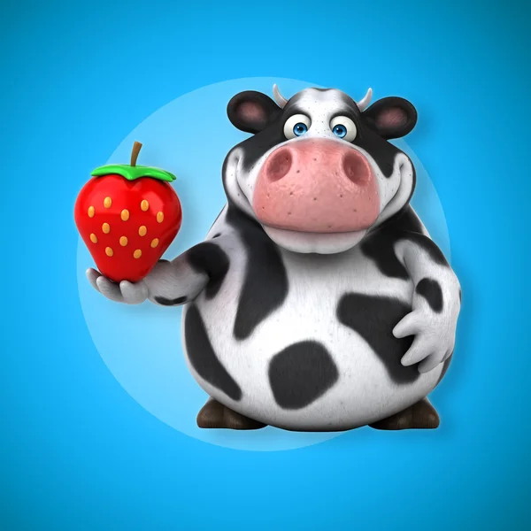Vaca sosteniendo fresa —  Fotos de Stock