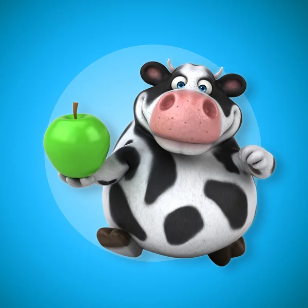 Cow holding an apple — Stock Photo, Image