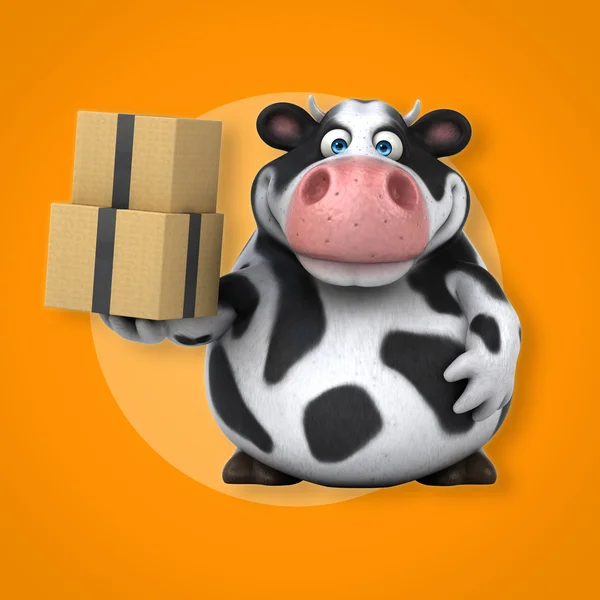 Cow holding boxes — Φωτογραφία Αρχείου