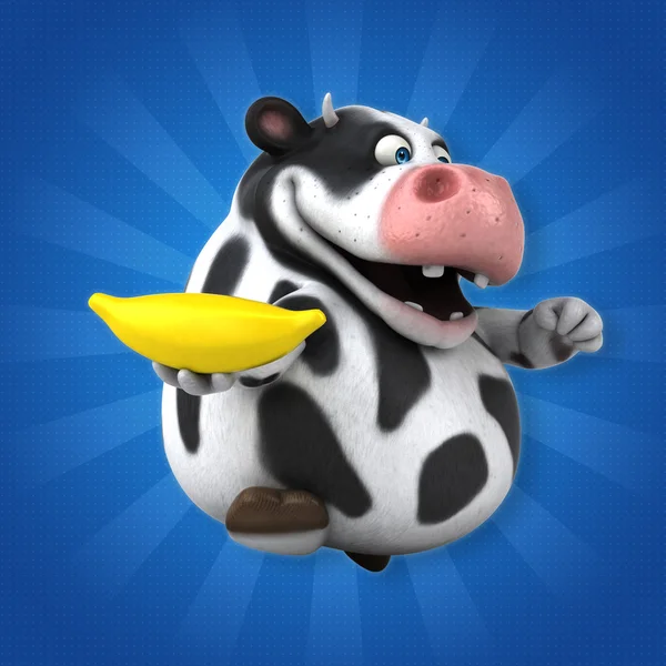 Vaca de dibujos animados con plátano — Foto de Stock