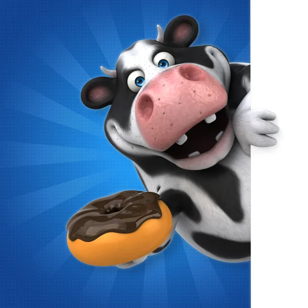Koe houden van zoete donut — Stockfoto