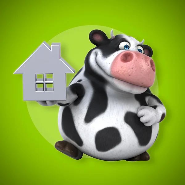 Cow holding house sign — Stock fotografie