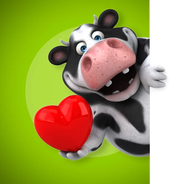 Cartoon cow holding heart — ストック写真