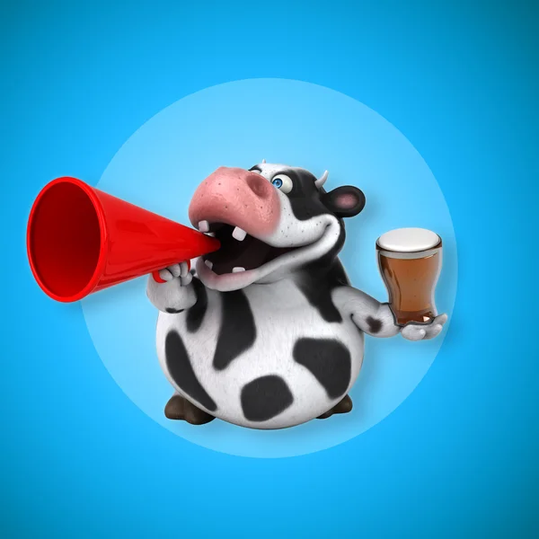 Cow with mouthpiece and beer — ストック写真