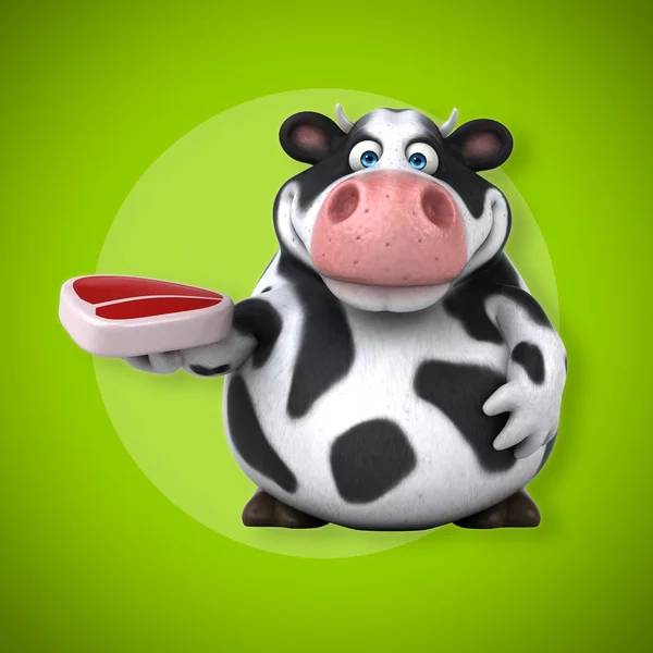 Cow holding piece of meat — Stock Photo, Image