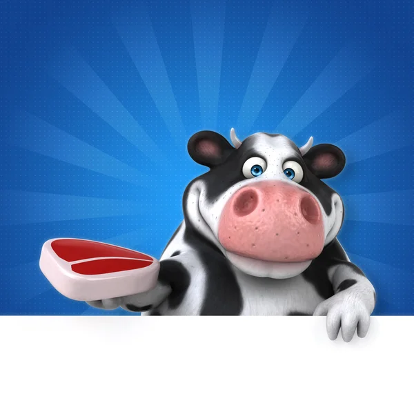 Cow holding piece of meat — Stockfoto