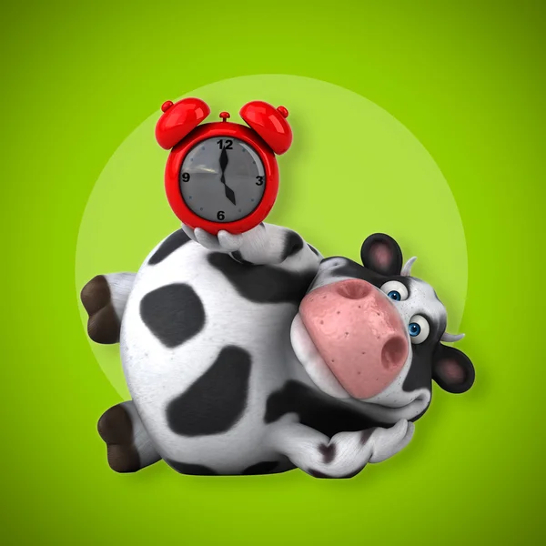 Cow with alarm clock — Stockfoto