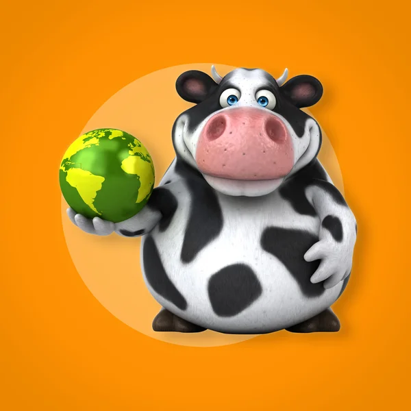 Cow holding globe sign — Stock Photo, Image