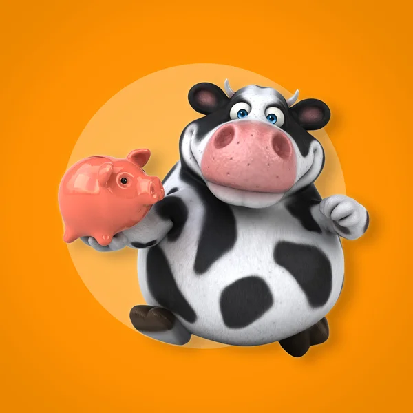 Cow with piggy bank — Φωτογραφία Αρχείου