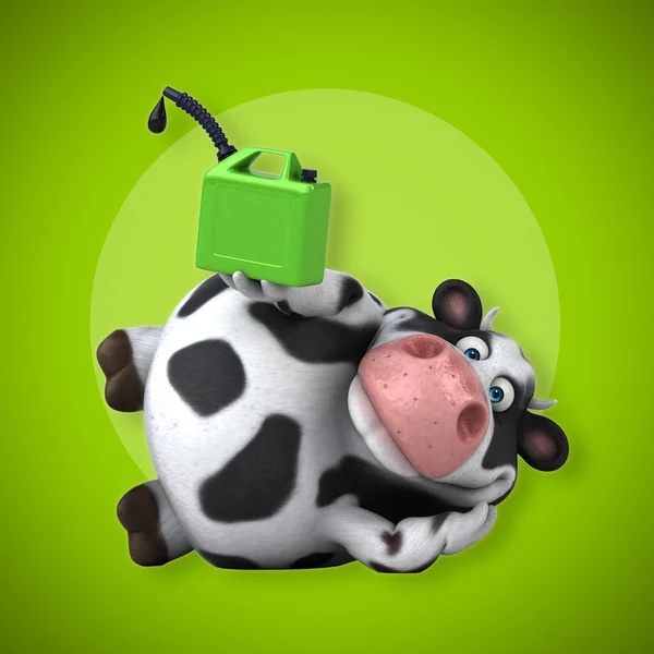 Cow with jerrycan of petrol — Stockfoto