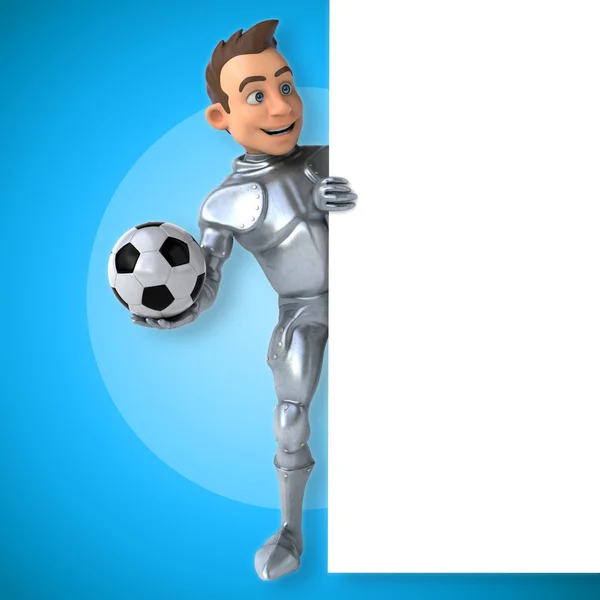 Knight with football ball — Stockfoto