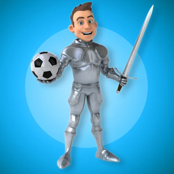 Knight with football ball — Stockfoto