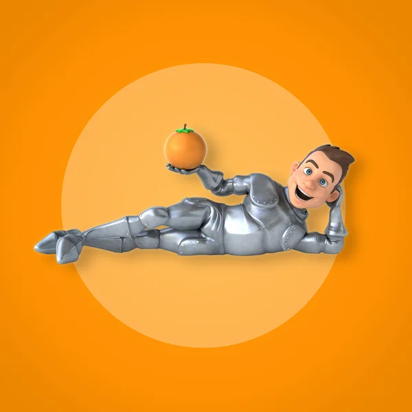 Cavaleiro com fruta laranja — Fotografia de Stock