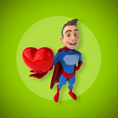 Komik süper kahraman holding kalp