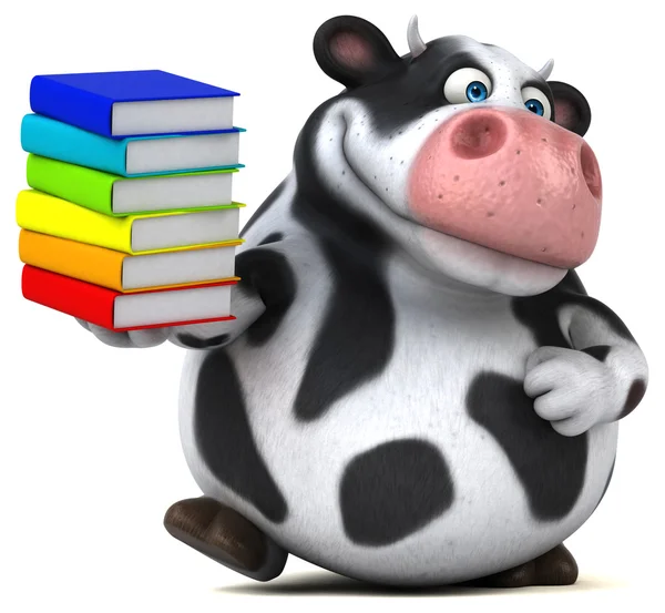 Fun cow holding books — Stock Photo, Image