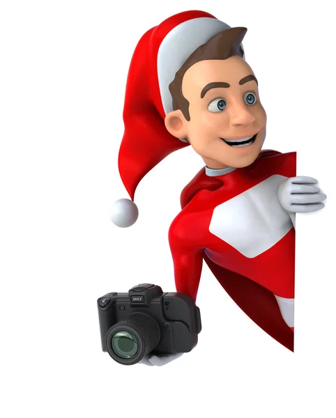 Fun superhero holding camera — Stock Photo, Image