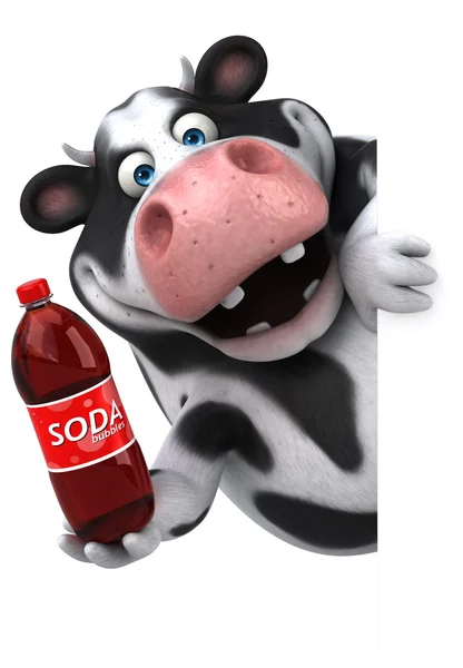 Vaca divertida sosteniendo soda — Foto de Stock