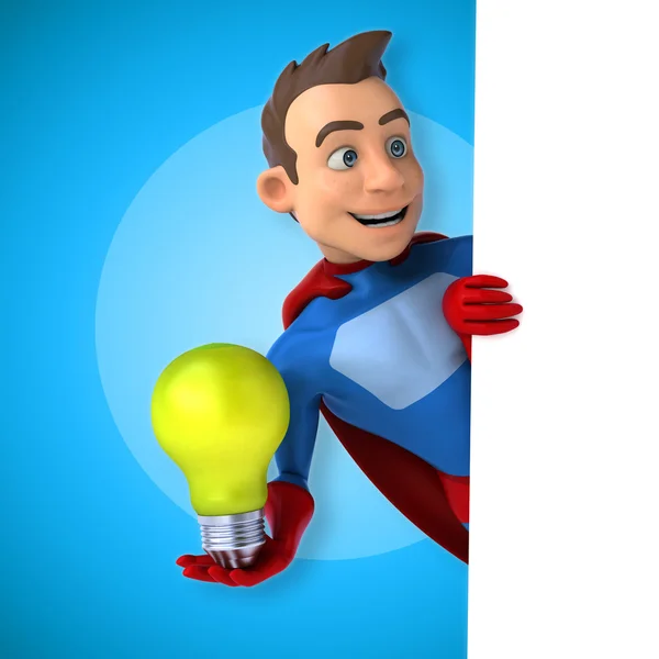 Superheld mit Karte und Lampe — Stockfoto
