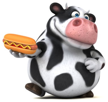 Eğlenceli inek holding hotdog