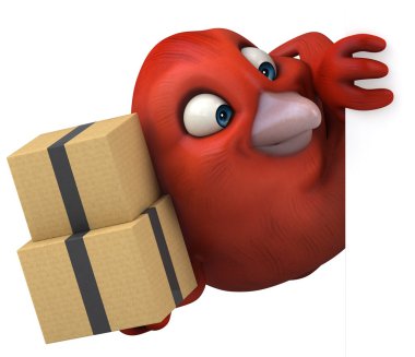 Komik kuş holding kutuları