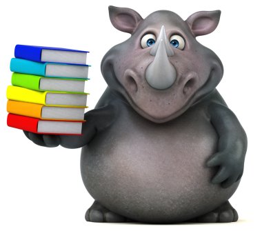 Eğlenceli gergedan holding kitaplar