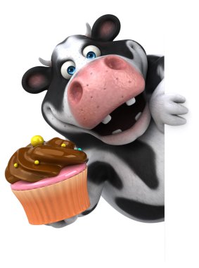 Eğlenceli inek holding cupcake