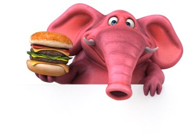 Pembe fil holding hamburger
