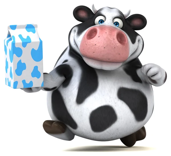 Vaca divertida sosteniendo leche — Foto de Stock