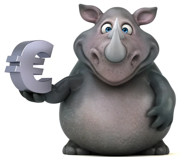 Leuk neushoorn holding eurosymbool — Stockfoto