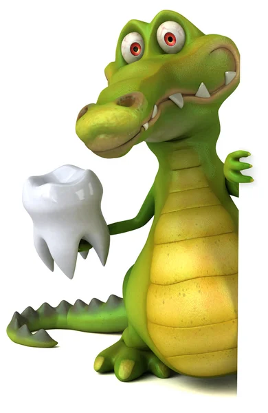 Kul krokodil innehav tand — Stockfoto