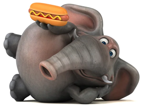 Hauska norsu tilalla hotdog — kuvapankkivalokuva