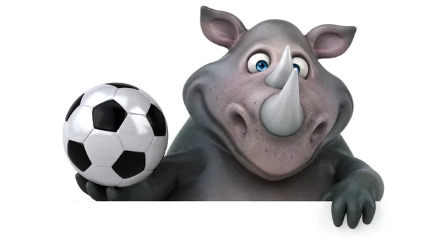 Fun rhinoceros holding ball — Stock Photo, Image