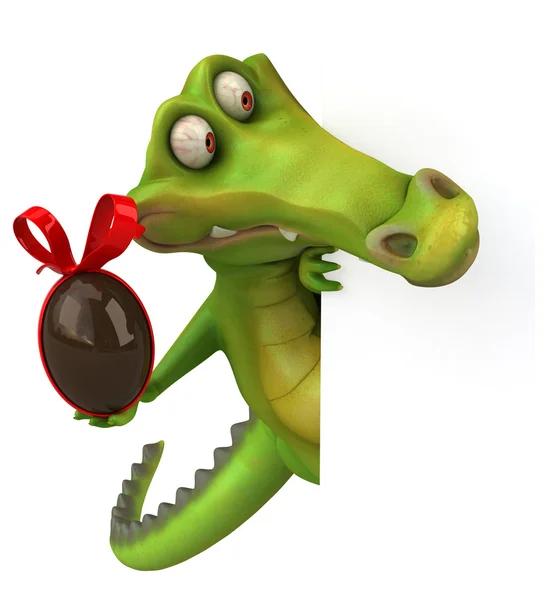 Zábava krokodýl drží Krokodýlí vejce — Stock fotografie