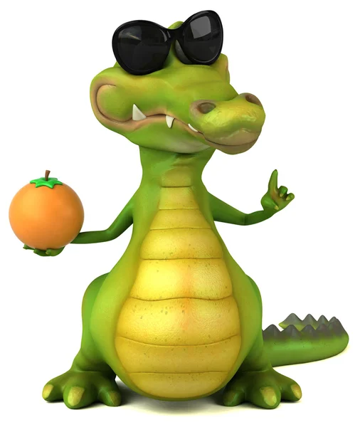Fun crocodile holding orange — Stock Photo, Image