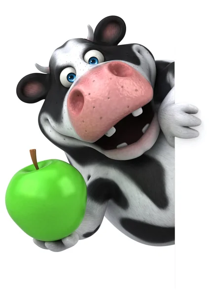 Divertido vaca segurando maçã — Fotografia de Stock
