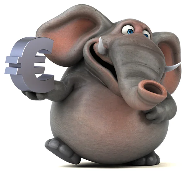 Leuke olifant holding eurosymbool — Stockfoto