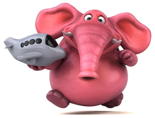 Pink elephant bedrijf vliegtuig — Stockfoto