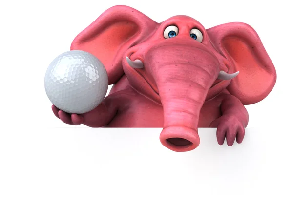 Pembe fil golf topu tutan — Stok fotoğraf