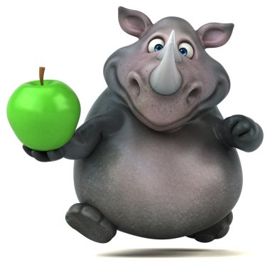 Eğlenceli gergedan holding elma