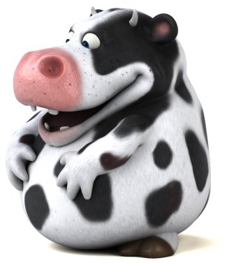 Beyaz arka plan üzerinde eğlenceli inek 