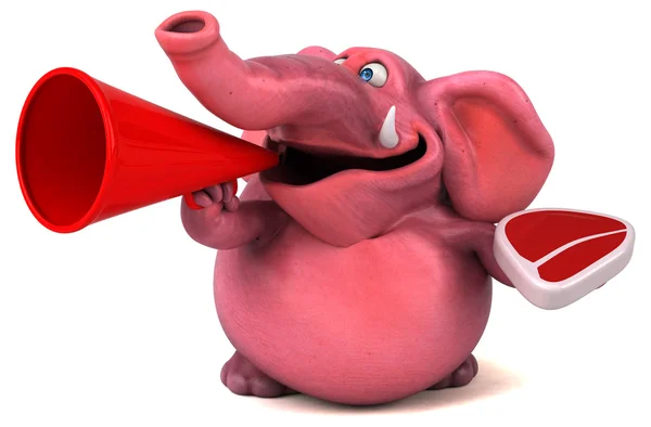 Pink elephant bedrijf vlees — Stockfoto