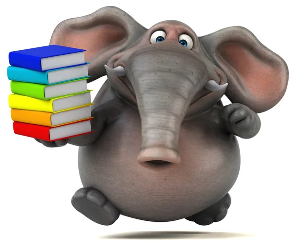 Elefante divertido segurando livros — Fotografia de Stock