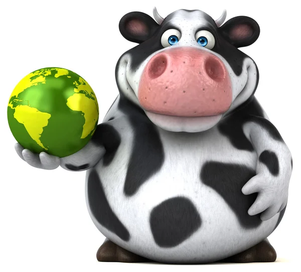 Spaß Kuh hält Planeten — Stockfoto