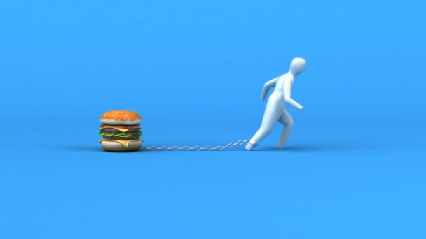 Břemeno symbol s hamburger — Stock video